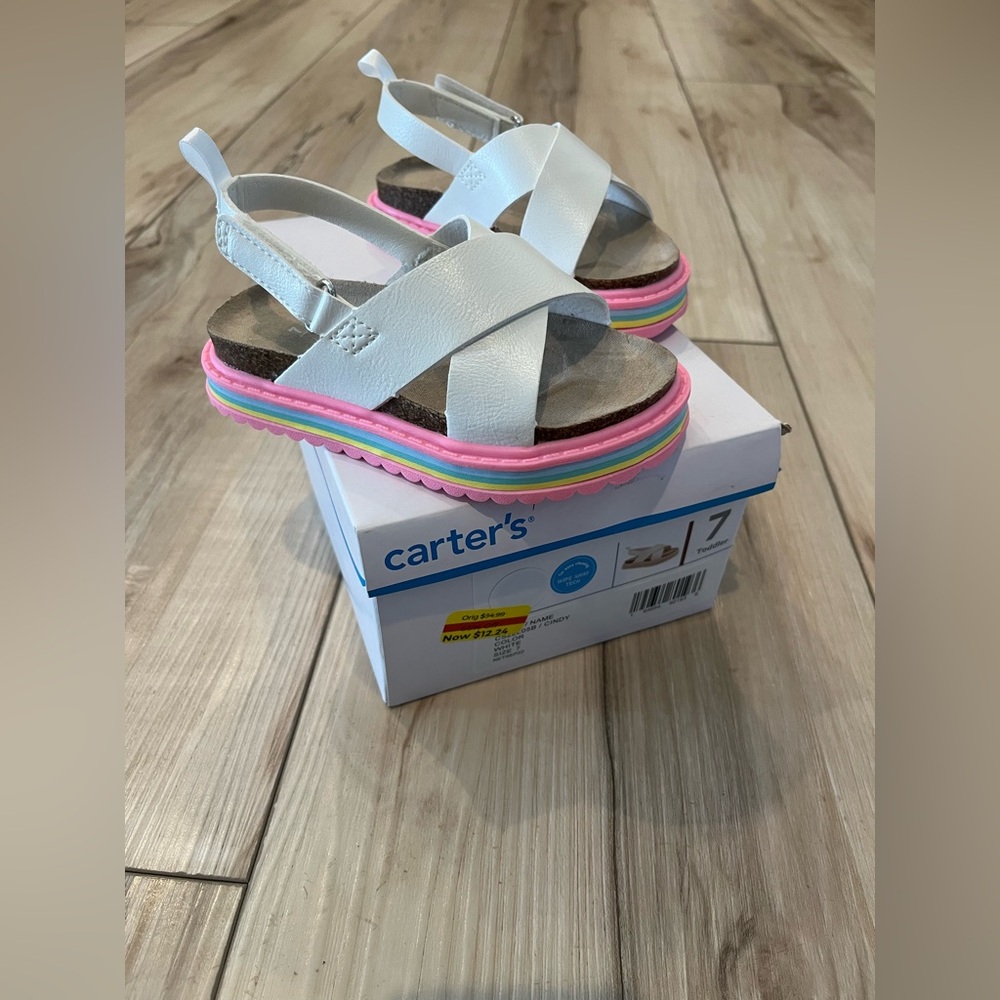 Carter's White Sandals with Multicolor Sole